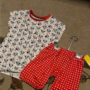 Kids Disney Minnie Mouse matching  Red and White Pajama Set